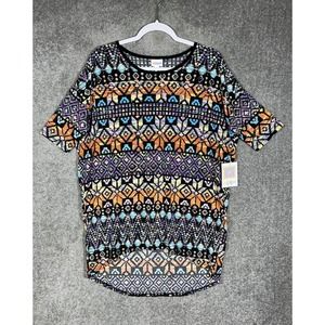 Lularoe Irma Short Sleeve Aztec Geometric Tunic Top Womens Small Stretch Hi‎ Low